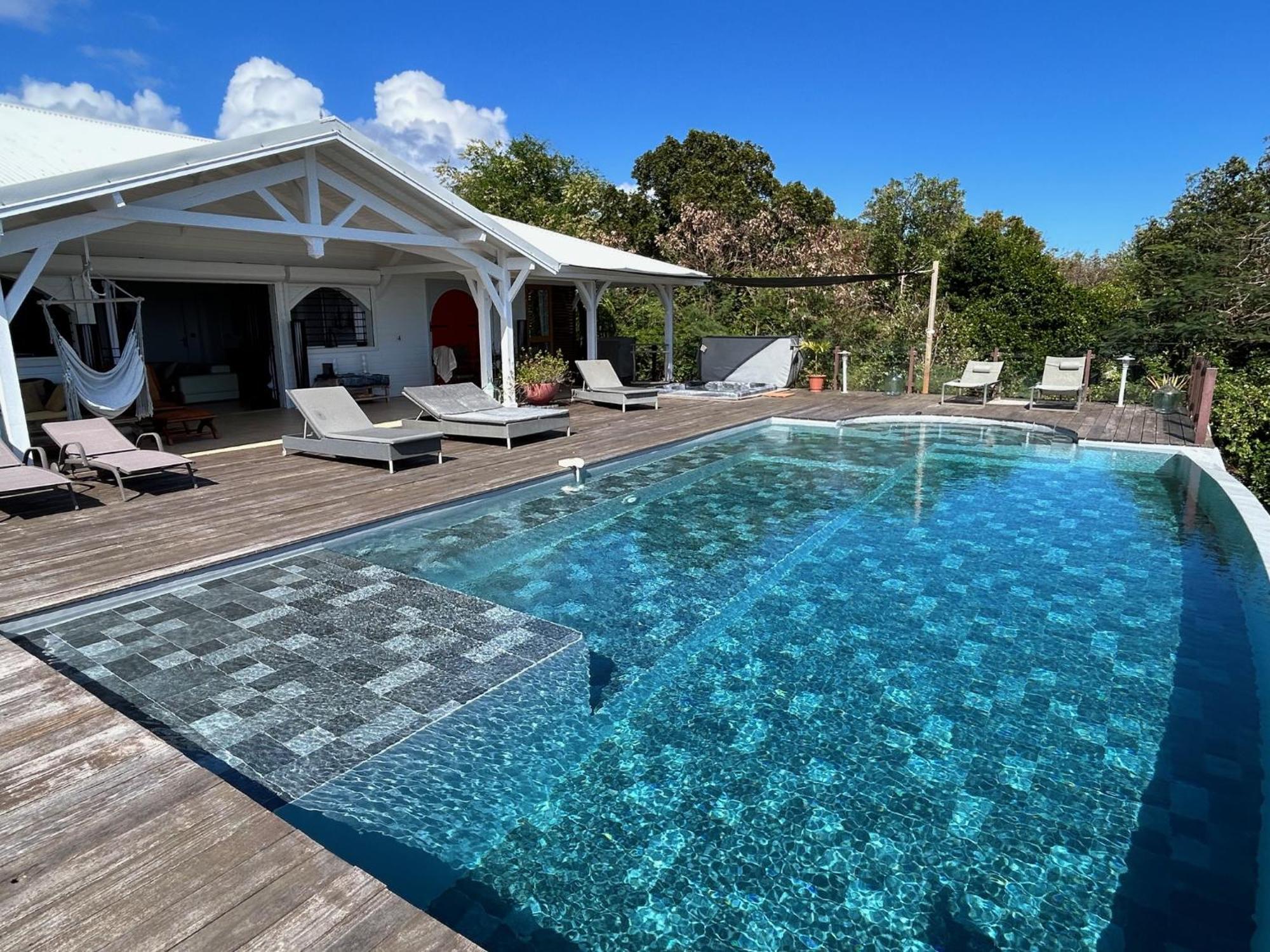 Villa Deluxe L'Hacienda Villa Vue Mer 180 Piscine Jacuzzi Proche Plage Marina Golf Pointe Des Chateaux Et Casino Jardin Clos Voyage Durable Saint-Francois  Eksteriør bilde