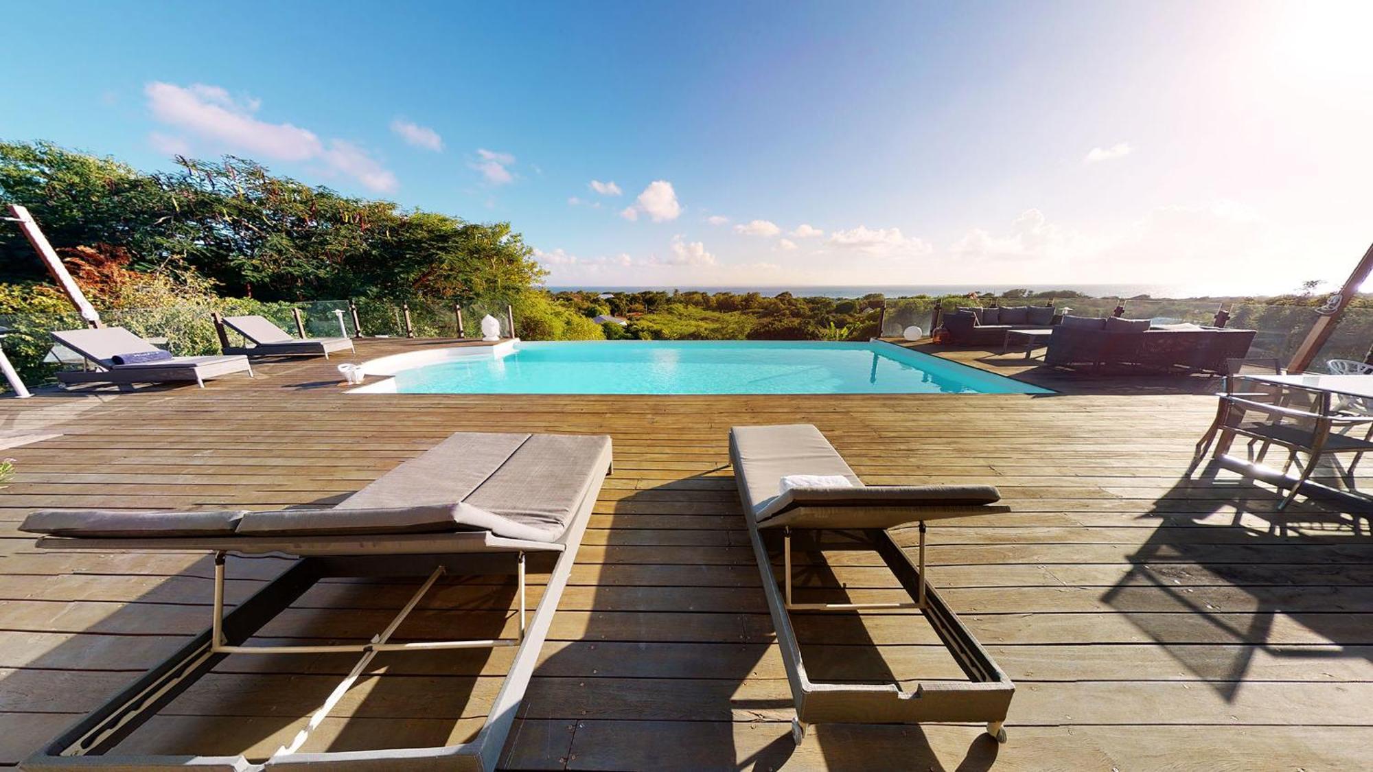 Villa Deluxe L'Hacienda Villa Vue Mer 180 Piscine Jacuzzi Proche Plage Marina Golf Pointe Des Chateaux Et Casino Jardin Clos Voyage Durable Saint-Francois  Rom bilde